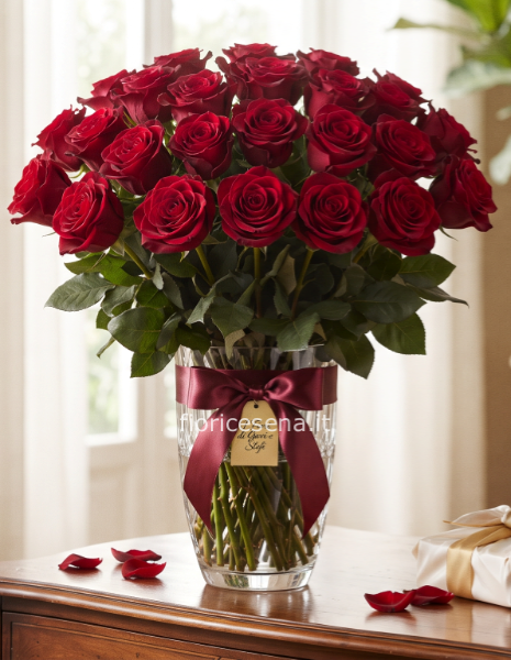 Rose rosse a stelo in confezione regalo 
