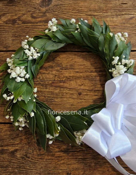 Coroncina di alloro con fiorellini